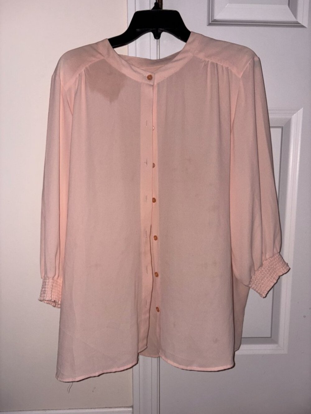 Chico's blouse top, solid pastel light pink